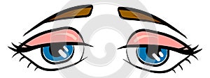 Sad blue eyes, illustration, vector