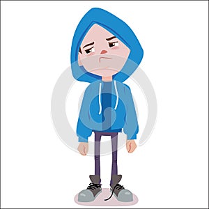 Sad boy character illustration