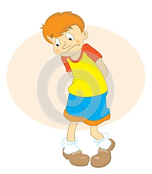 Sad boy looking down