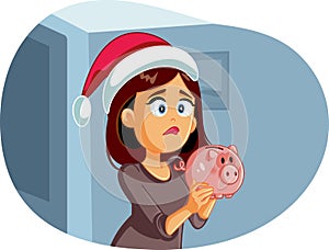 Sad Broke Woman Having No Savings for Christmas