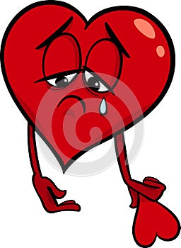 Sad broken heart cartoon illustration