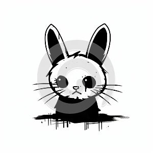 Sad Bunny Drawing In Lunarpunk Style