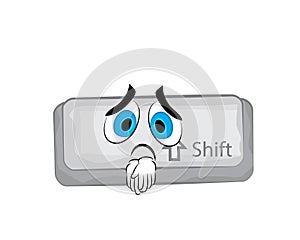 Sad cartoon illustration of shift key