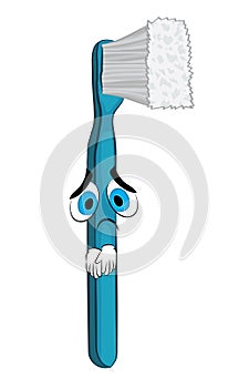 Sad cartoon illustration of toothbrush