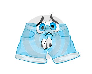 Sad cartoon illustration of trendy blue denim shorts photo