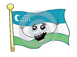 Sad cartoon illustration of Uzbekistan flag