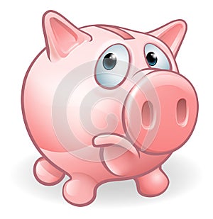 Sad Cartoon Piggy Bank