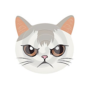 Sad Cat Face Sticker On Isolated Tansparent Background, Png, Logo. Generative AI