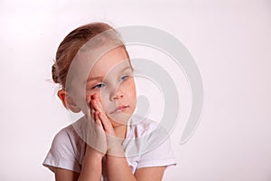 Sad child isolated on white