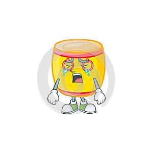 Sad of chinese gold drum cartoon mascot style