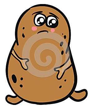 Sad chubby potato, illustration, vector