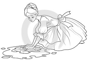 Sad Cinderella Wash the Floor