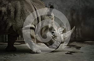 Sad closed Rhinoceros