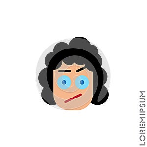 Sad and Confused with raised eyebrow Emoticon girl, woman Icon Vector Illustration. Style. Seductive Smile. Angry icon vector.