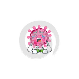 Sad of corona virus cartoon mascot style