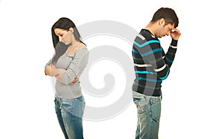 Sad couple having conflict photo