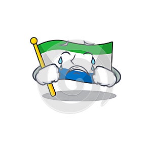 Sad Crying flag sierra leone mascot cartoon style