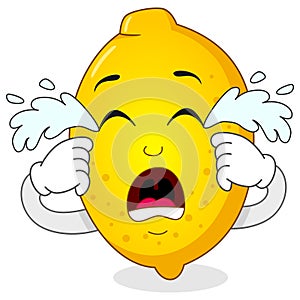 Sad Crying Lemon Cartoon Character
