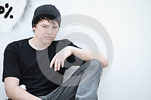 Sad depressed lonely teen boy