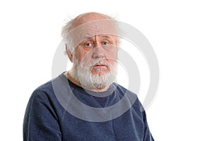 Sad depressing old man isolated portrait