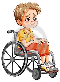 Sad disable man sitting on wheelchair