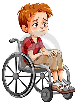 Sad disable man sitting on wheelchair