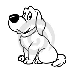 Sad dog animal character cartoon illustration coloring page