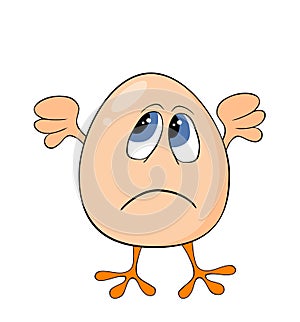 Sad Egg Cartoon Character -