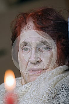 Sad elderly lady