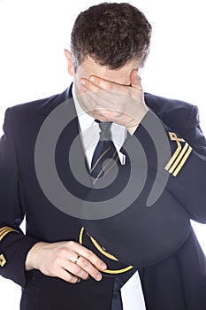 Sad and embarrassed pilot