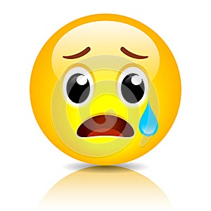 Sad emoji, crying vector emoticon