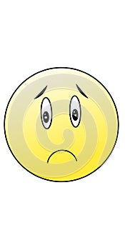 Sad expresion emoticon on white background