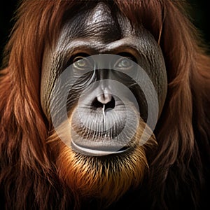 Sad face of the Bornean orangutan