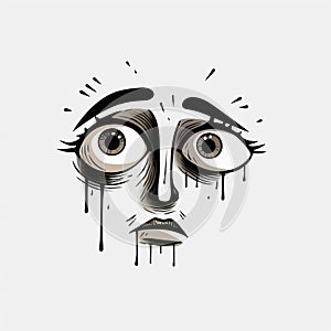 Sad Face Sketch Vector: Gritty Urban Realism Illustration