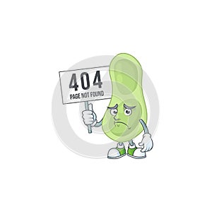 Sad face of staphylococcus pneumoniae cartoon character raised up 404 boards