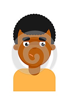 Sad facial expression of black boy avatar