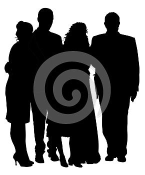 Sad family on cemetery or graveyard mourning deceased relative silhouette. Featuring People Weeping at a Funeral Service vector photo
