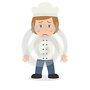 Sad Female Chef Cartoon Character