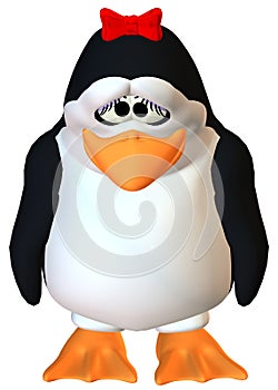 Smutný žena tučniak 