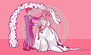 Sad fiancee with dirty dress, cartoon style vector illustration. Spoiled wedding