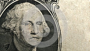 Sad George Washington portrait on one dollar bill