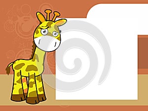 Sad giraffe cartoon pictureframe background