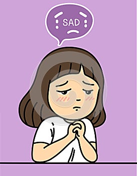 Sad girl  character vector illustration