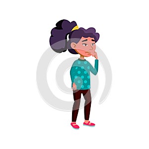 sad girl kid watching melodrama movie on tv cartoon vector