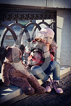 Sad girl in a pink beret