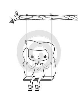 Sad Girl on Swing