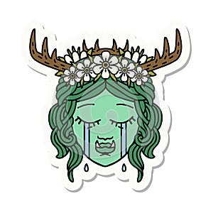 sad half orc druid character face sticker