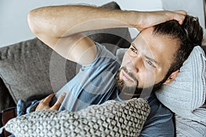 Sad handsome man feeling bad