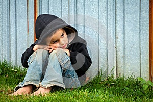 Sad Homeless Boy
