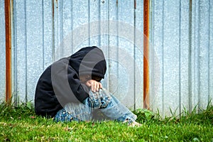 Sad Homeless Boy